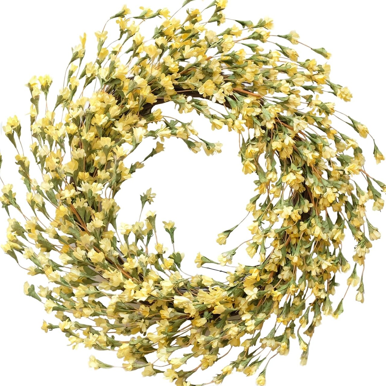 18" Forsythia Wreath – Rustic Farmhouse Spring & Summer Décor